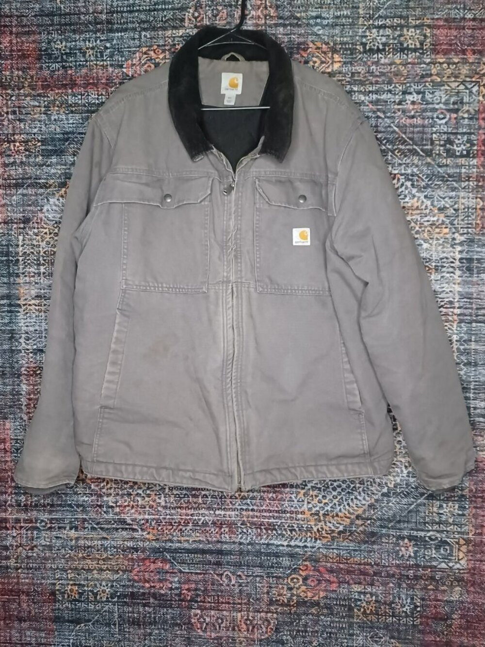Carhartt mens gravel gray duck barn lined chore coat 2XL 104480